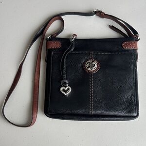 Brighton London Groove Selena Black Brown Organizer Crossbody Wallet Bag